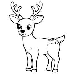 Christmas deer line art vector illustration