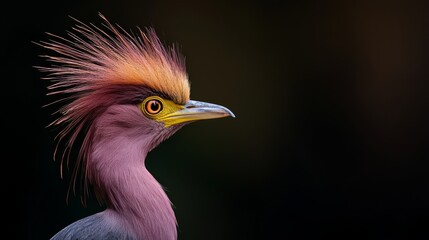 Fototapeta premium A tight shot of a bird with an elongated neck and vibrantly colored crest atop its head