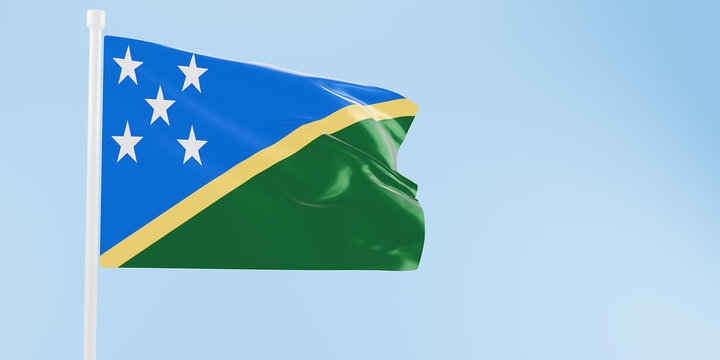 Solomon Islands flag of silk-3D illustration. 3d render.