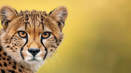 Fototapeta premium A tight shot of a cheetah's intense face against a blurred background