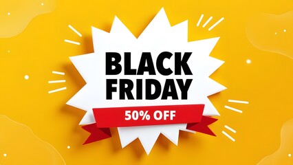 Bold Black Friday Discount Sign with 50% Off