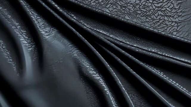 A close up view of luxurious black fabric, showcasing its intricate texture and smooth folds, evoking elegance and artistry