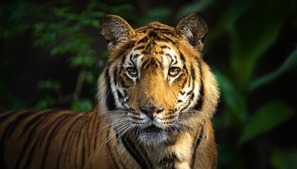 Fototapeta premium Golden tiger with elegant stripes