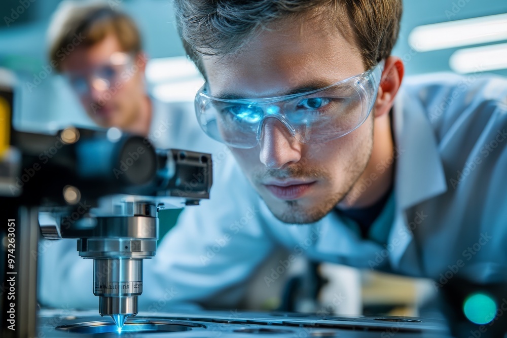 Aufkleber A technician meticulously operates intricate machinery within a research facility, emphasizing the importance of technical expertise and precision in scientific advancements and lab work.