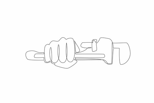 hand holding wrench, continuous line drawing clip art preview