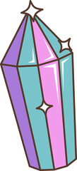Cartoon crystal retro groovy gemstone symbol