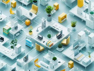 Obraz premium Seamless Structure: Virtual Team Workspace with Project Management Tools Emphasizing