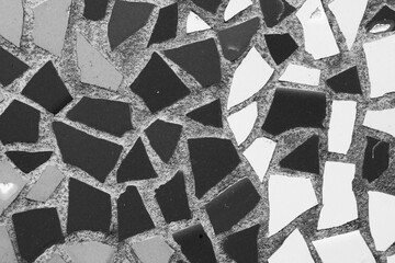 mosaic tile background in black and white film negative
