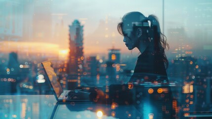 Secure Focus: Office Worker Ensuring Cybersecurity and Concentration