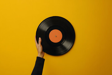 Obraz premium Retro vinyl record with a DJ spinning at a vintage club party