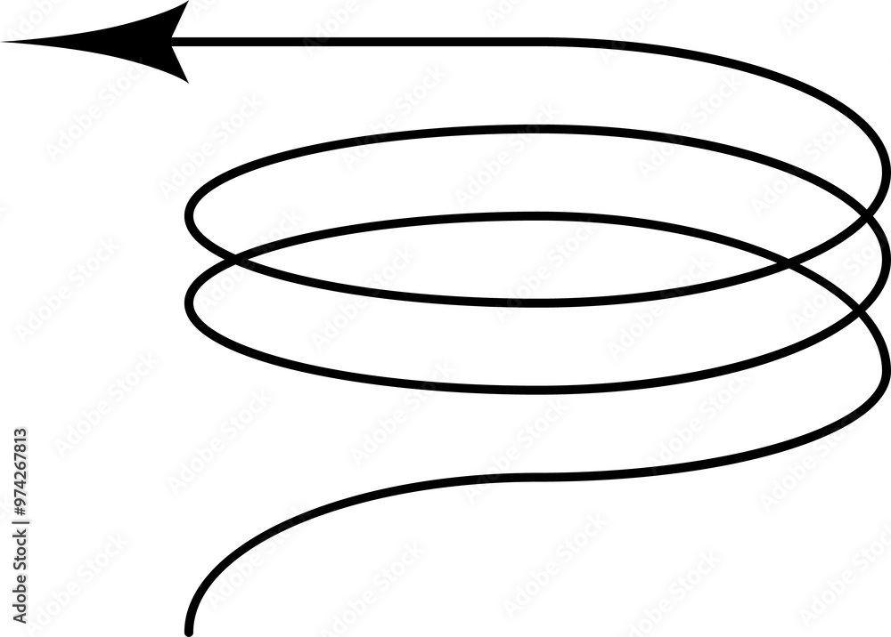 Poster retro y2k spiral arrow line geometric element