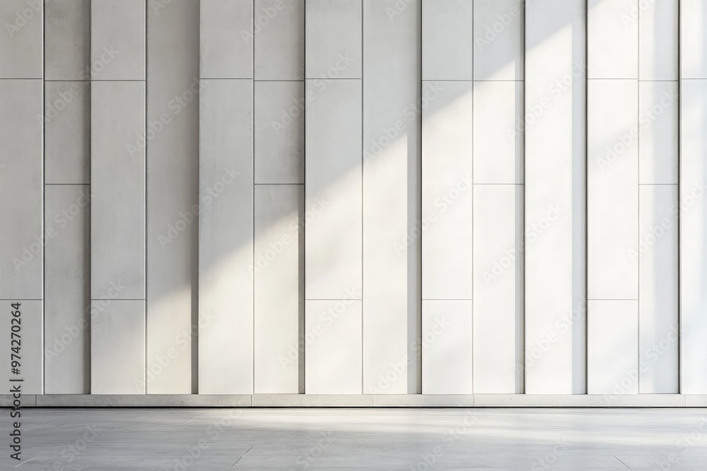 Aufkleber an abstract modern room incorporating tall, sleek white panels creating a captivating graphic design
