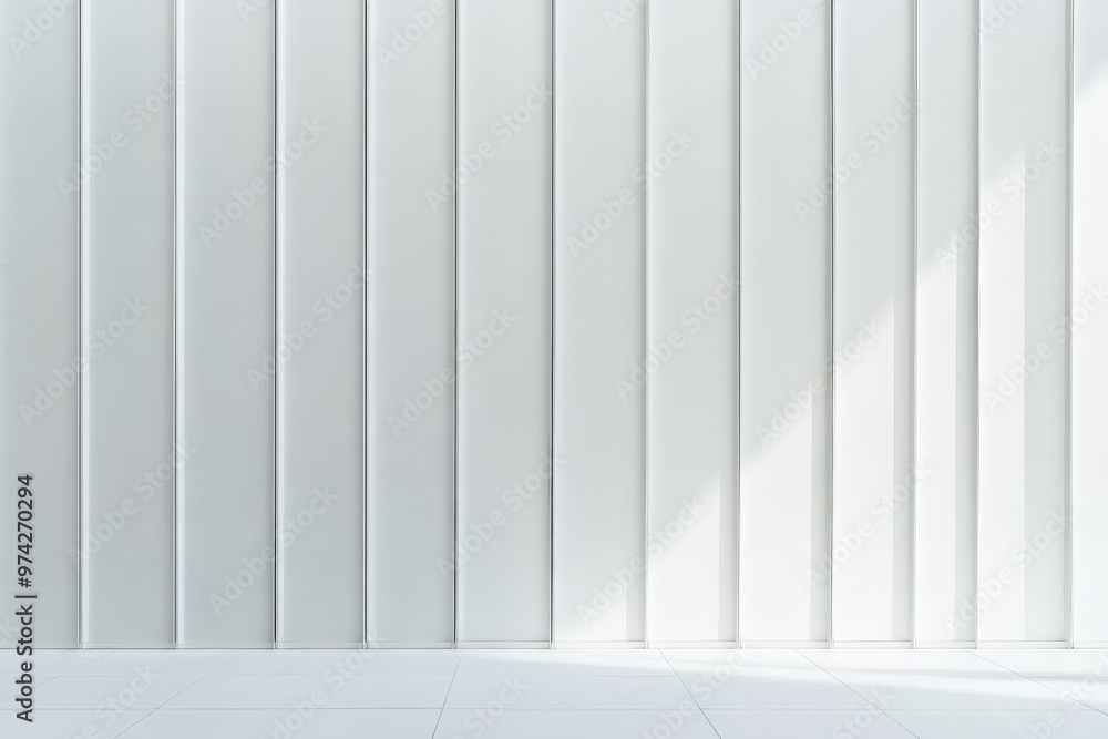 Aufkleber this image depicts a pristine white wall characterized by a series of vertical panels, providing a m