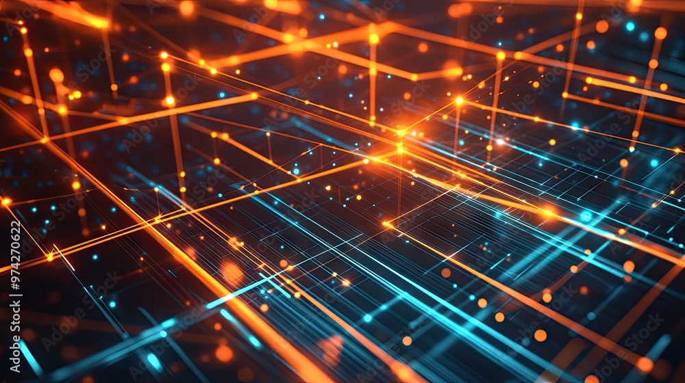 Aufkleber abstract digital data background with glowing lines and geometric shapes, illustrating network abili