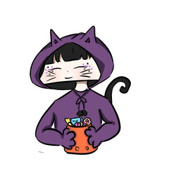 girl with a cat clothes. 