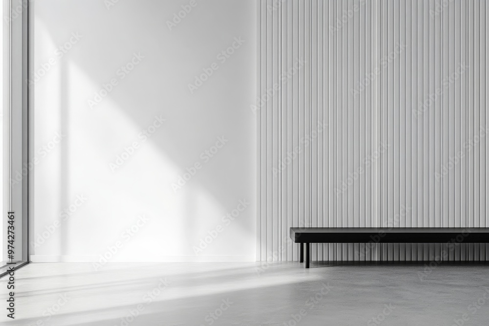 Leinwandbilder a minimalist room with subtle vertical lines on the white wall and abundant natural light coming thr