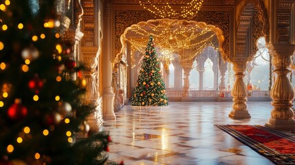 Fototapeta premium Indian palace architecture with decorations, festive atmosphere