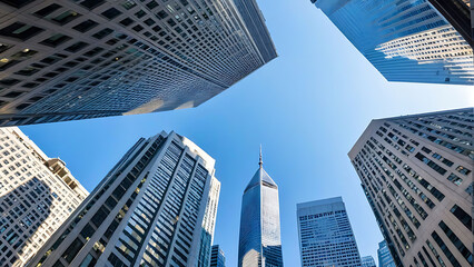 Obraz premium skyscrapers in the city with bottom camera