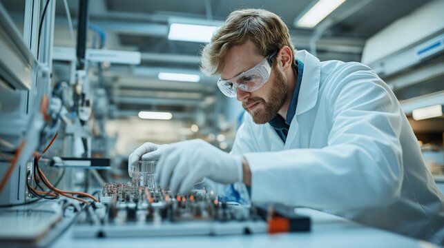  Researcher Testing Solid-State Battery in a High-Tech Laboratory