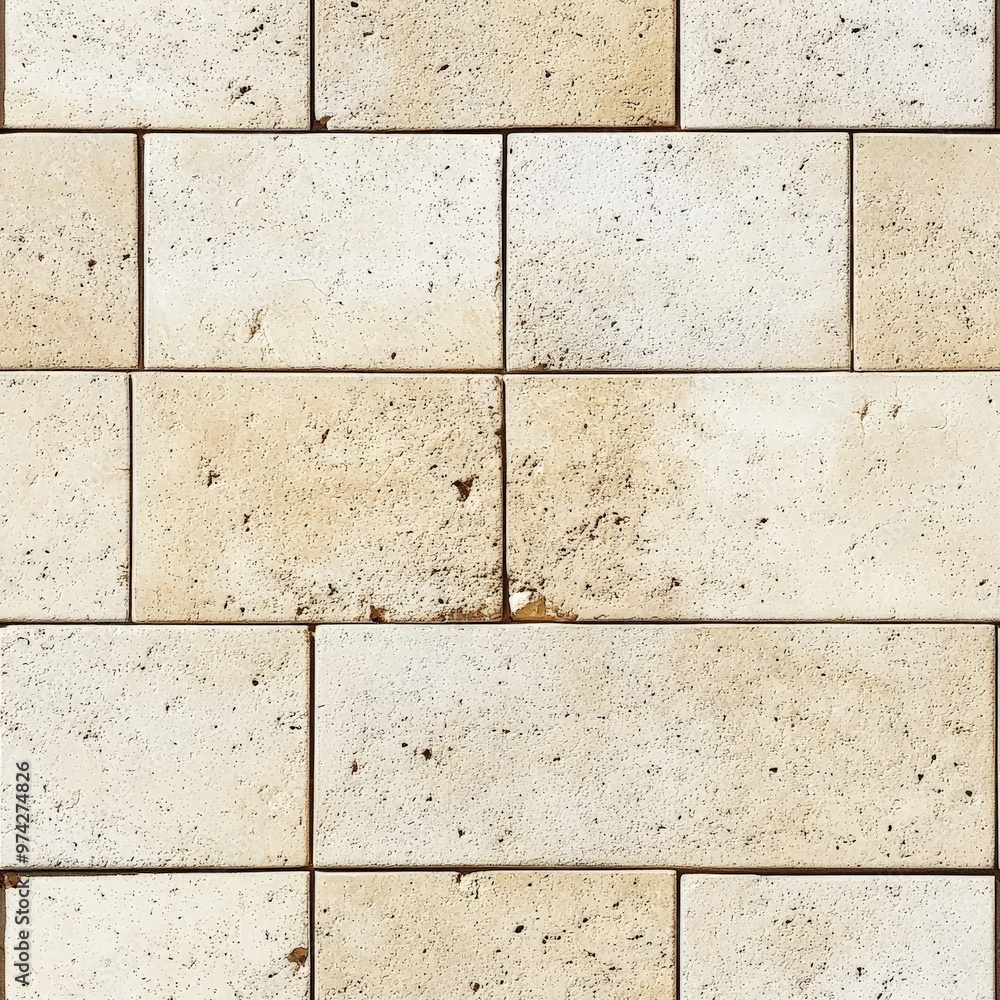 Aufkleber The image shows horizontal beige bricks with an uneven natural texture, delivering a rustic and vintage appearance suitable for classic architecture and decorative purposes.