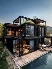A luxury container villa, inside and outside the gorgeous decoration