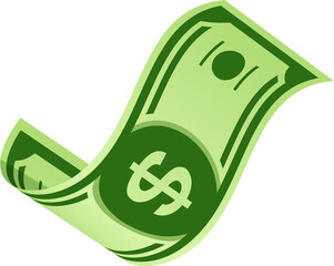 Flying cartoon money banknote, falling dollar cash © Vector Tradition