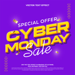 Cyber monday text effect for social media promotions with gold confetti