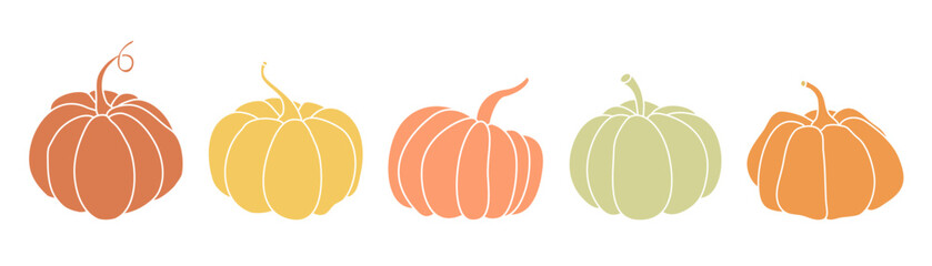 A set of festive pumpkins for the autumn mood