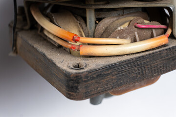 Old appliances technology device electric motor engine with wires