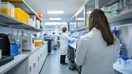 Researchers Examining Samples in Scientific Laboratory