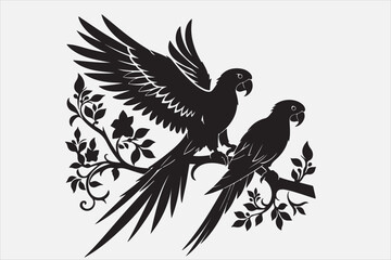 A beautiful cuie Parrot silhouette design.