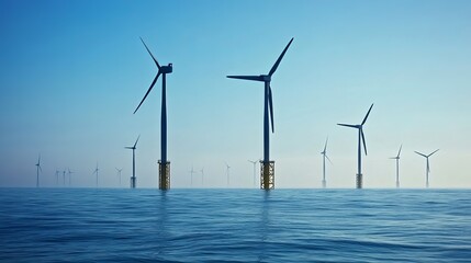 Offshore wind turbines are being installed in the North Sea off the coast of Ijmuiden, Netherlands.