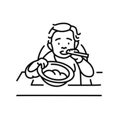 Baby eating baby line icon.