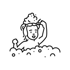 Bathing a child line icon.