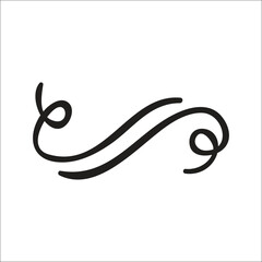 Black Hand Drawn Decorative Divider. Swirl. Design Clip Art.