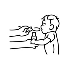 Drinking syrup medicine line icon.