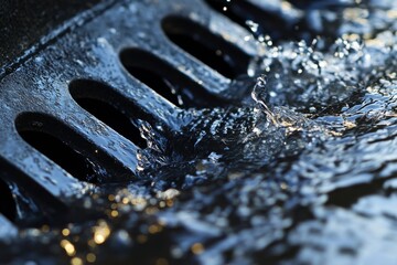 Splashing Water Droplets on Black Metal Surface
