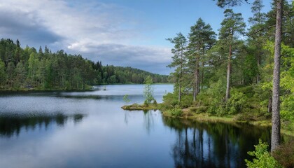 Serene Lakes and Forests in the Scandinavian Wilderness, Capturing Untouched Nature