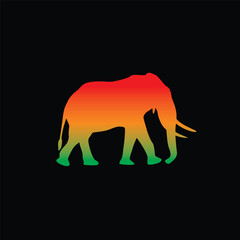 The silhouette of an elephant. Original vector illustration in vintage style.