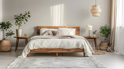Scandinavian, mid-century, modern home interior designs for bedroom and living rooms.