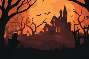 halloween background with castle