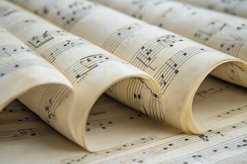 Close-Up of Rolled Sheet Music