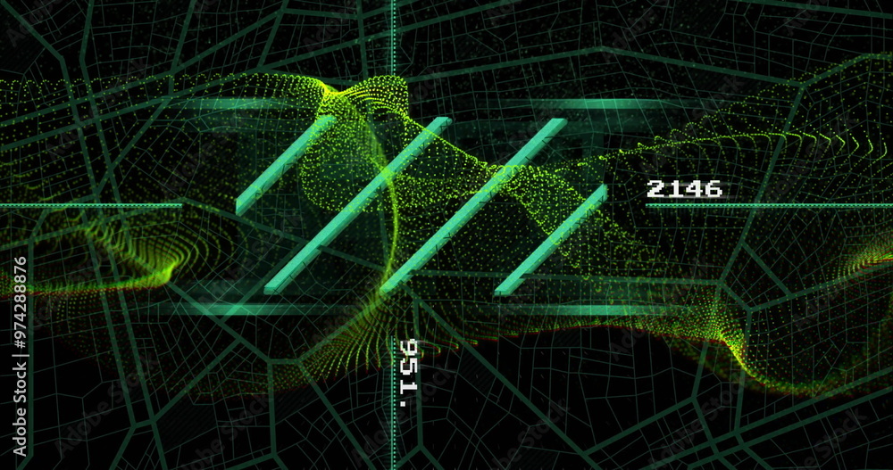 Poster Image of data processing and connections on black background