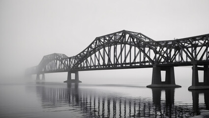 Veil of Fog The Steel Truss Bridge, fog, steel, construction, architecture, transportation, railway