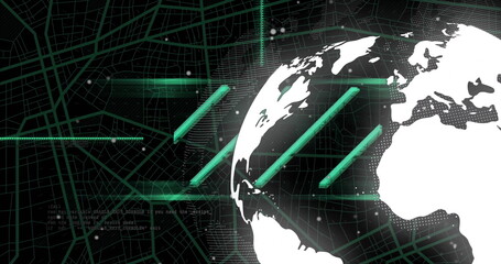 Image of data processing and statistics over globe