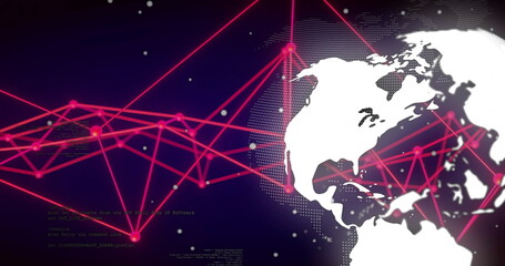 Image of network of connections over globe