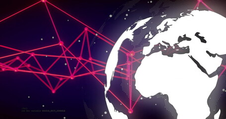 Image of network of connections over globe