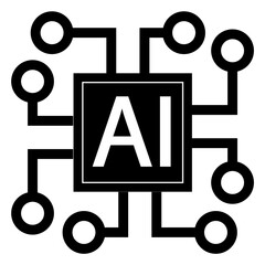 AI electronic icon on white background