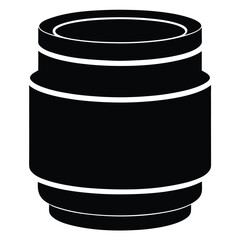 Camera Lens Silhouette in Black Line Art.