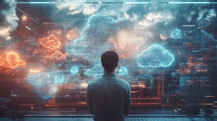 Futuristic Visualization of Digital Technology and Cloud Computing